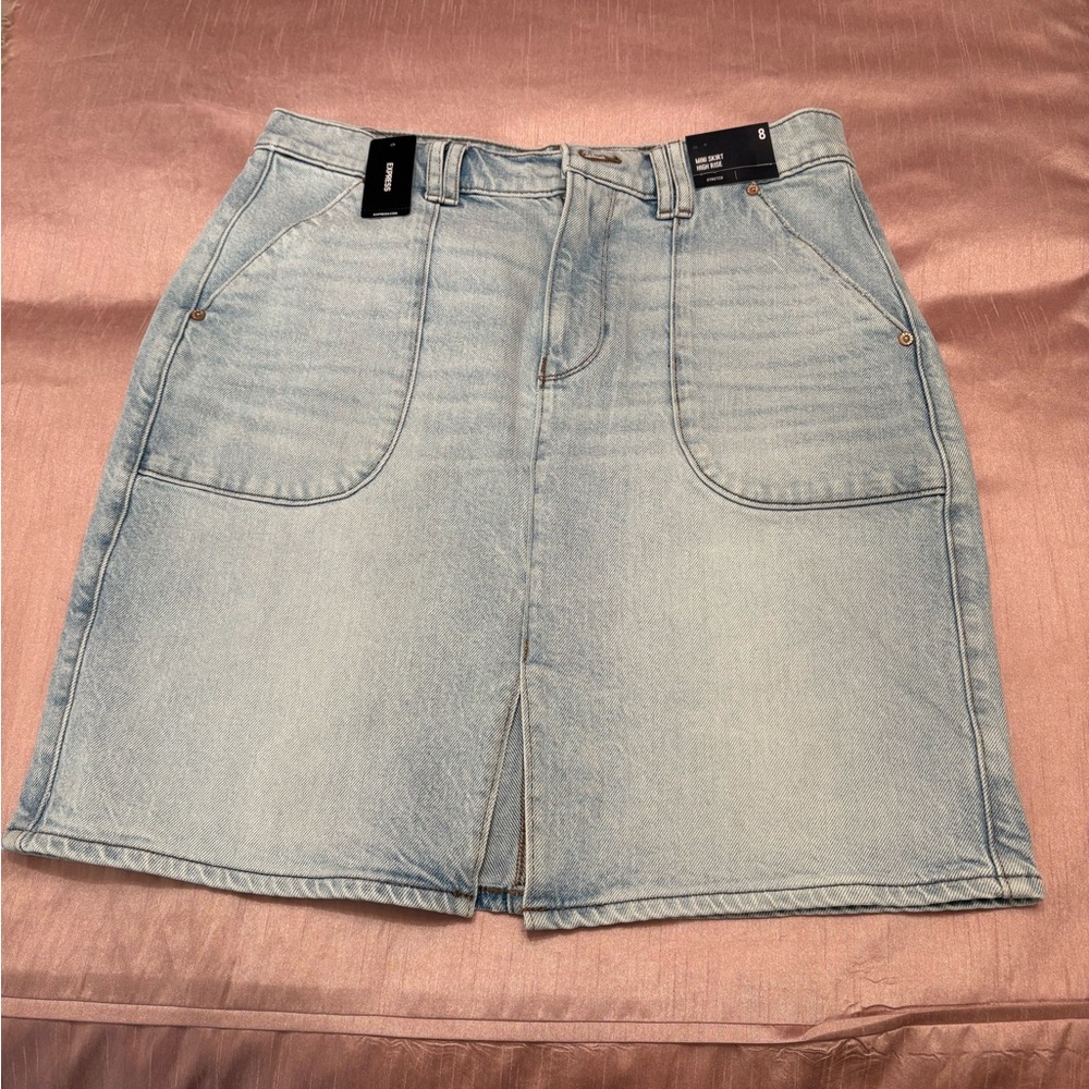 Express Light Blue Denim Skirt